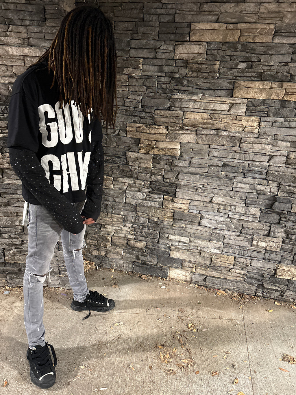 GOD CHILD” thermal Rinestone sleeve tees