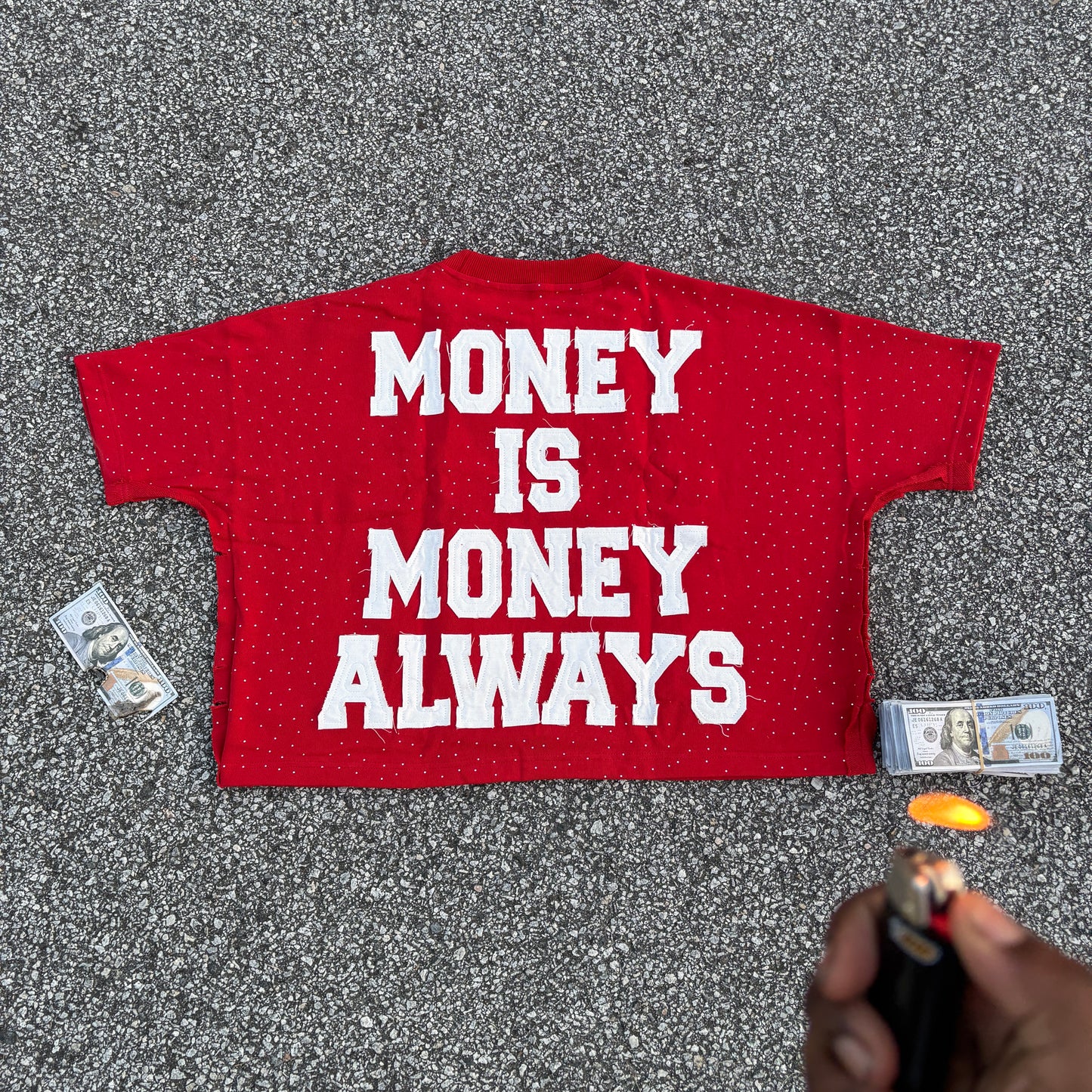 “MONEY MOTIVATION” (RED) DROP SHOULDER BOXY TEE