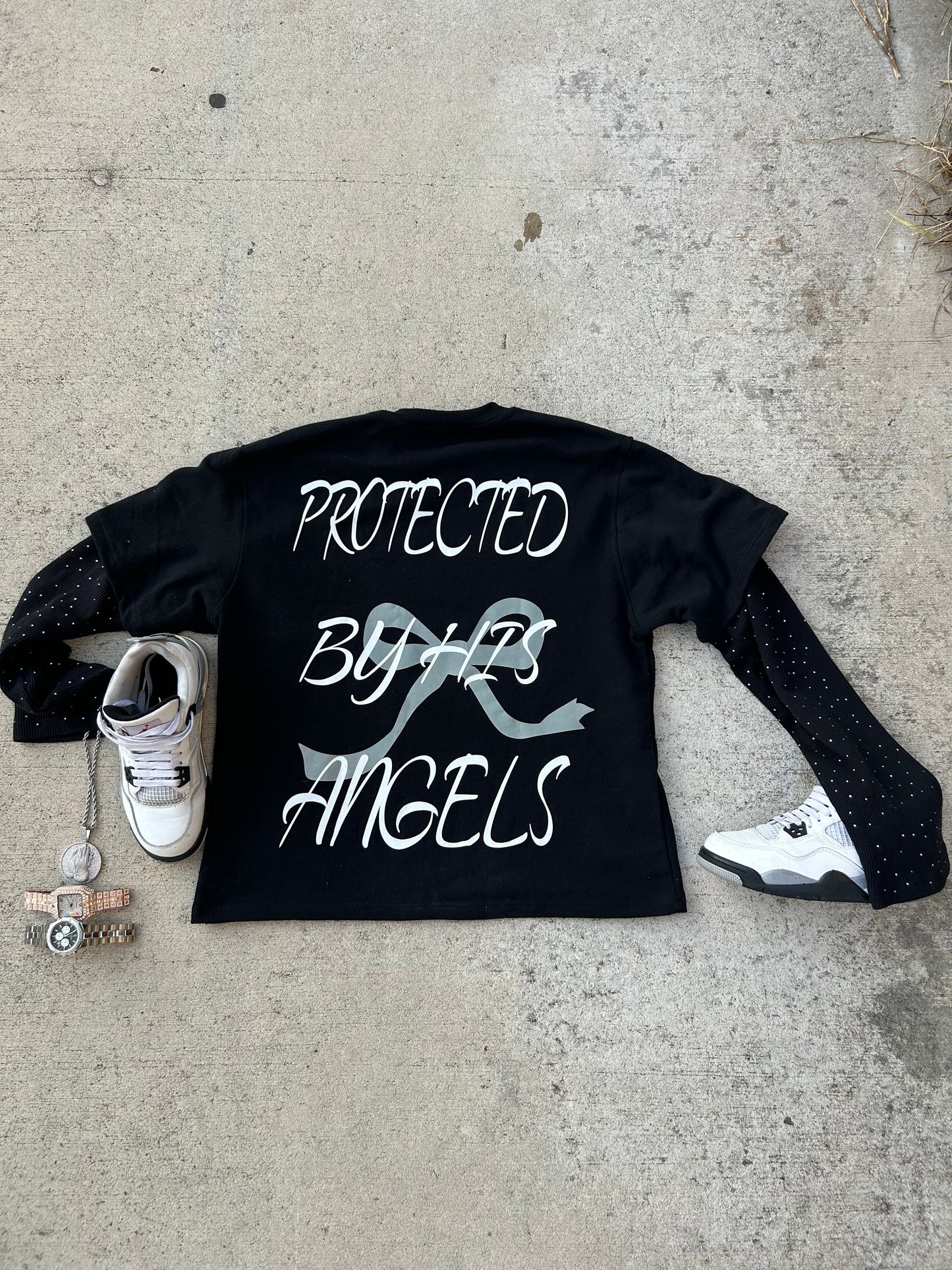 “GOD CHILD” (BLACK) DOUBLED LAYERED LONG SLEEVE TEE