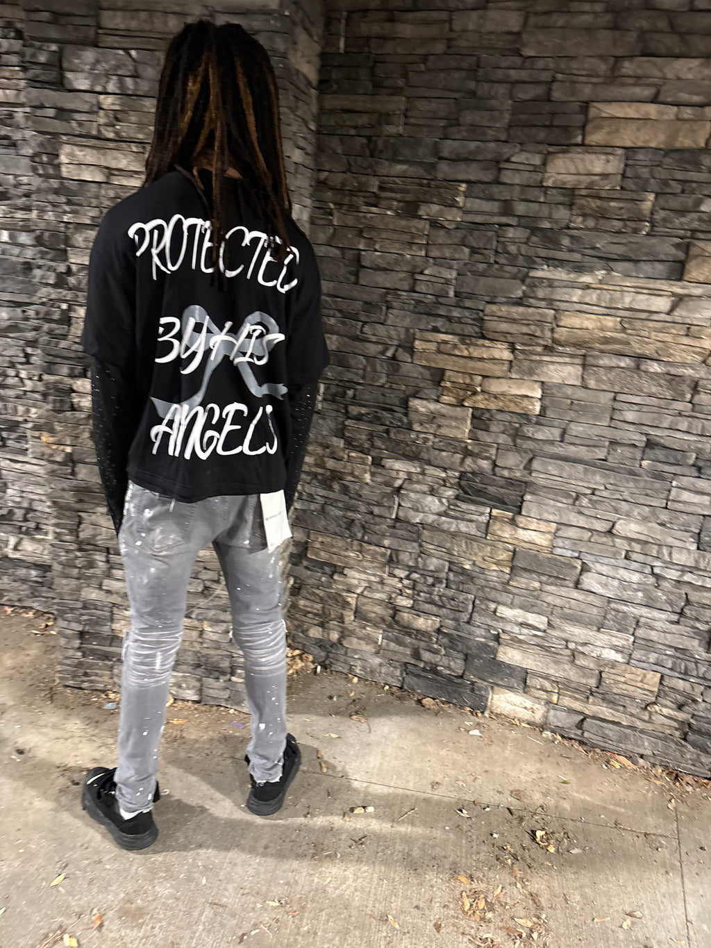 GOD CHILD” thermal Rinestone sleeve tees