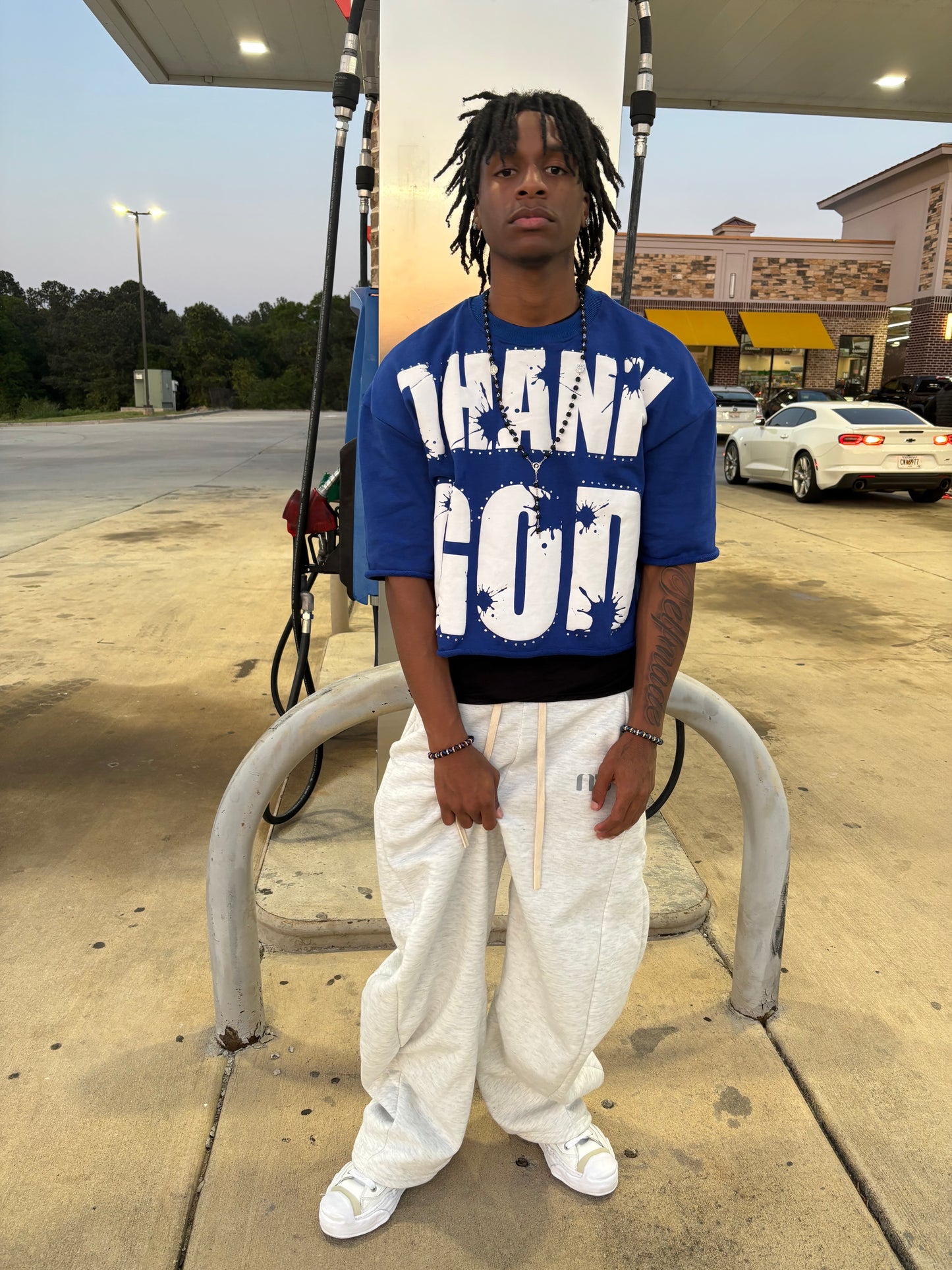 “RULE #1” (BLUE) DROP SHOULDER TEE