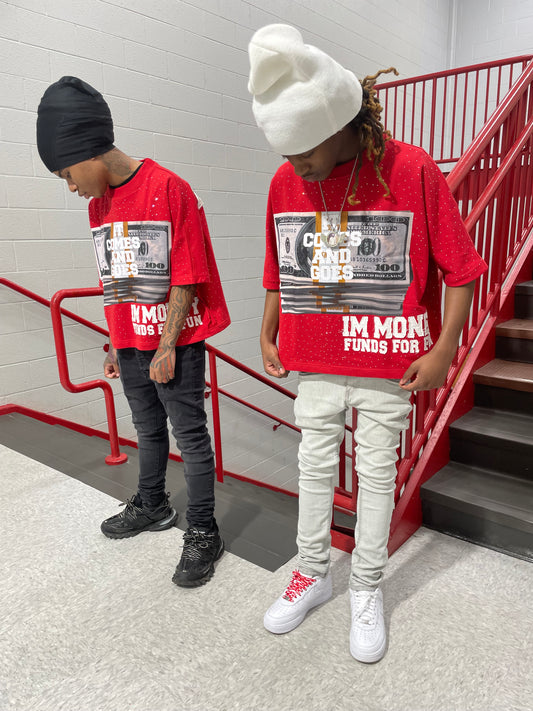 “MONEY MOTIVATION” (RED) DROP SHOULDER BOXY TEE