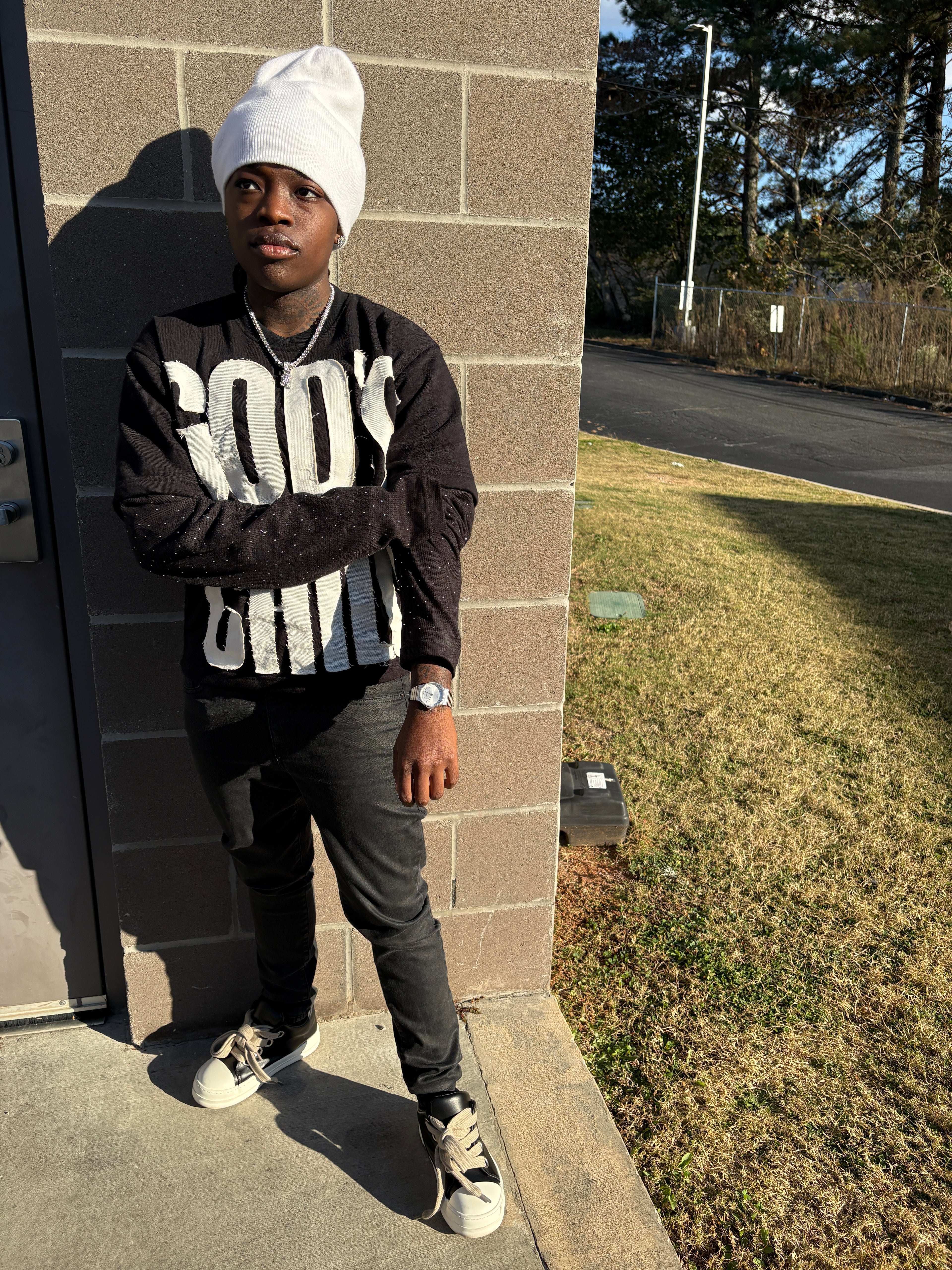 God Child Thermal Rinestone Long Sleeve