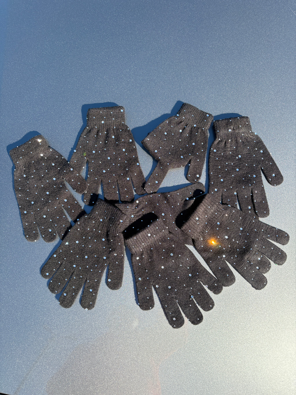 Rhinestone Knit Gloves