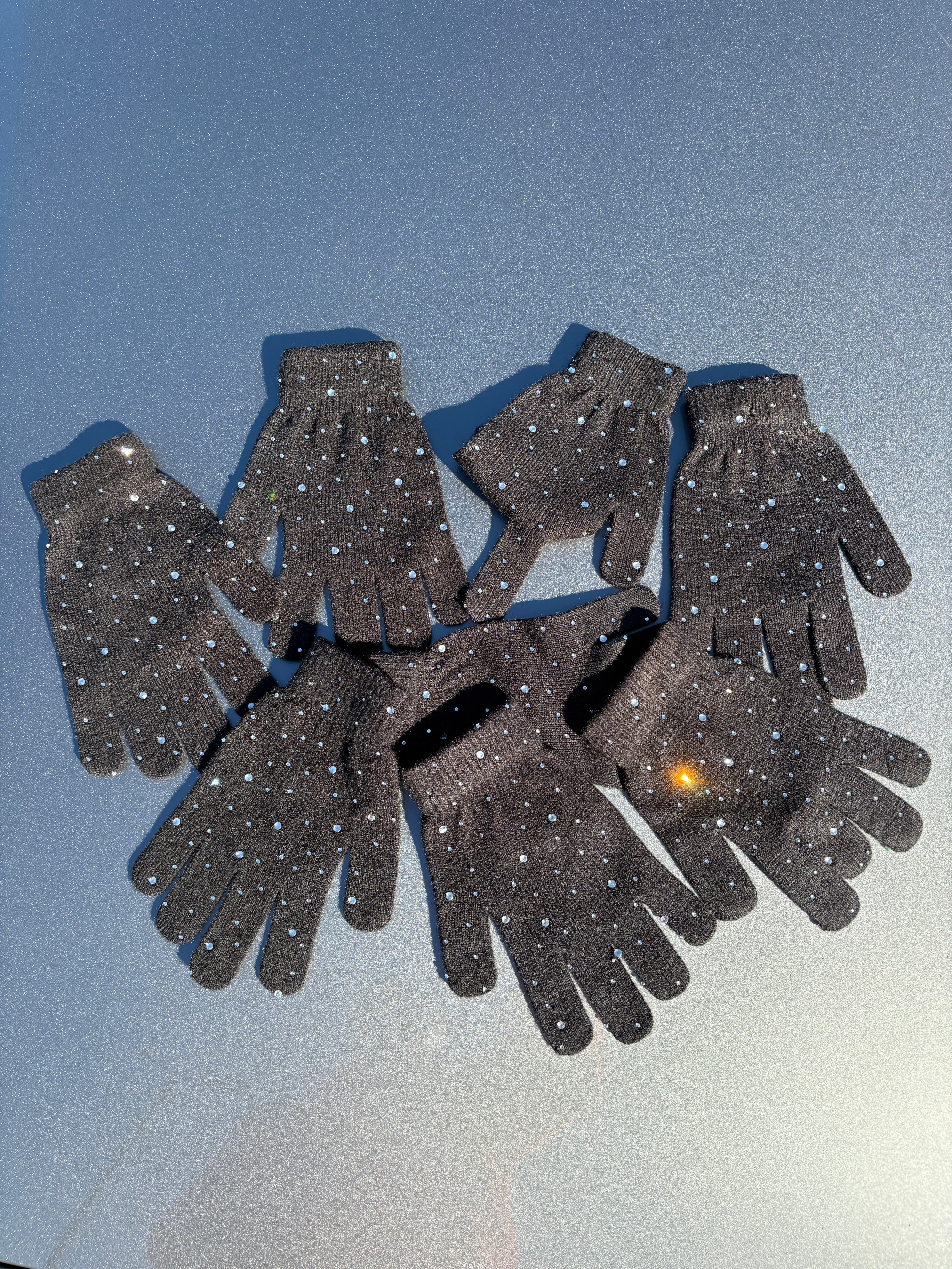Rhinestone Knit Gloves