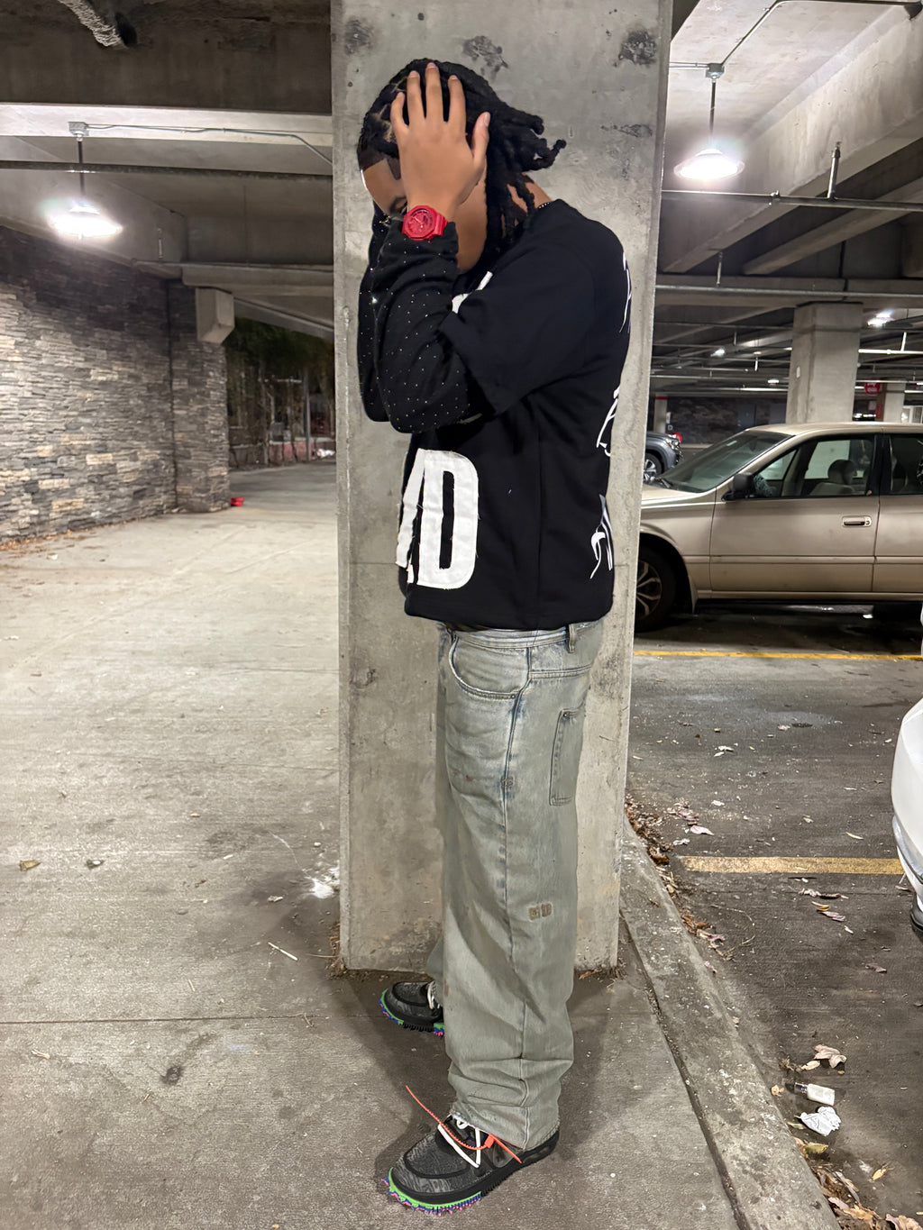 GOD CHILD” thermal Rinestone sleeve tees