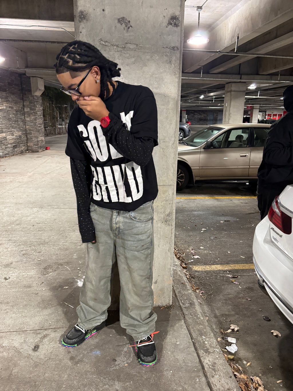 GOD CHILD” thermal Rinestone sleeve tees